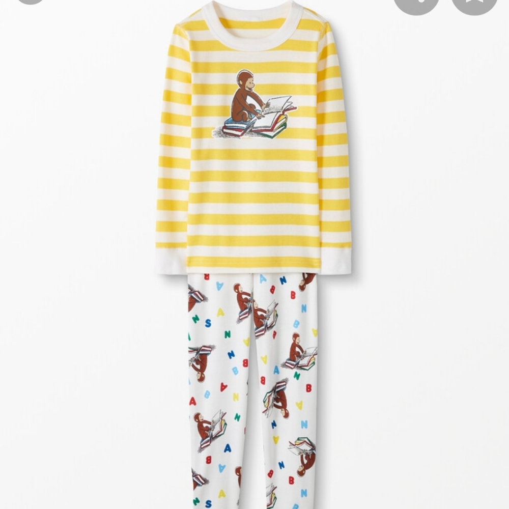 NWT Hanna Andersson Curious George Story Time Long John Pajama Set. - Picture 11 of 11